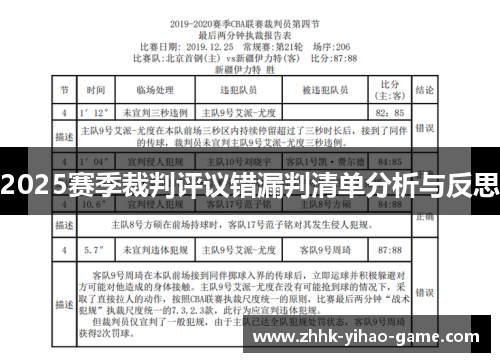 2025赛季裁判评议错漏判清单分析与反思